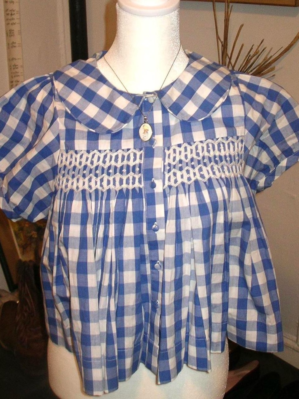 Smock London Smocked Gingham Top